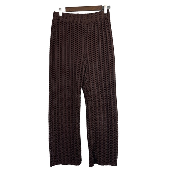 Zara Trafaluc Collection Open Weave Elastic Waist Pull on Pants Brown Size M - Picture 1 of 9